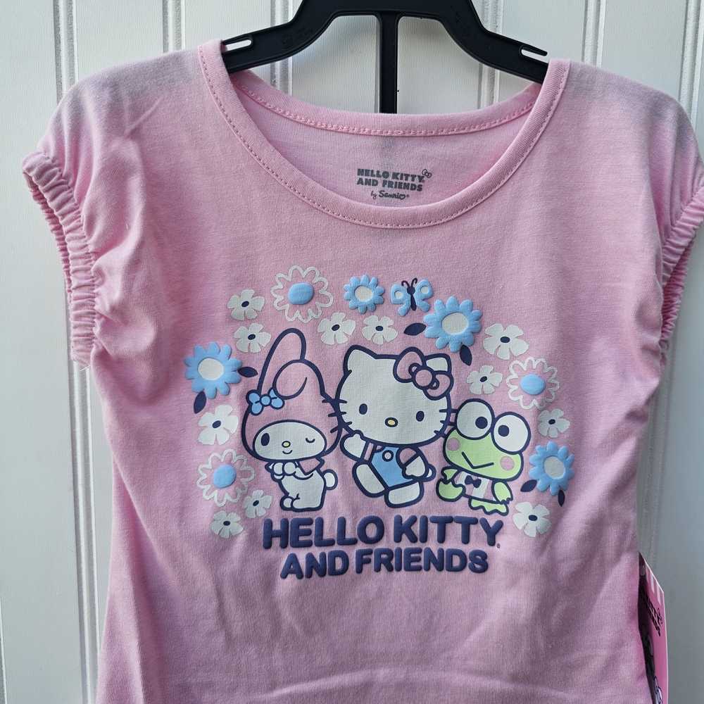 NEW Hello Kitty Pink Floral T-shirt & Skirt Outfit 5T - Picture 3 of 5